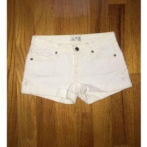 White Denim Cuffed Shorts